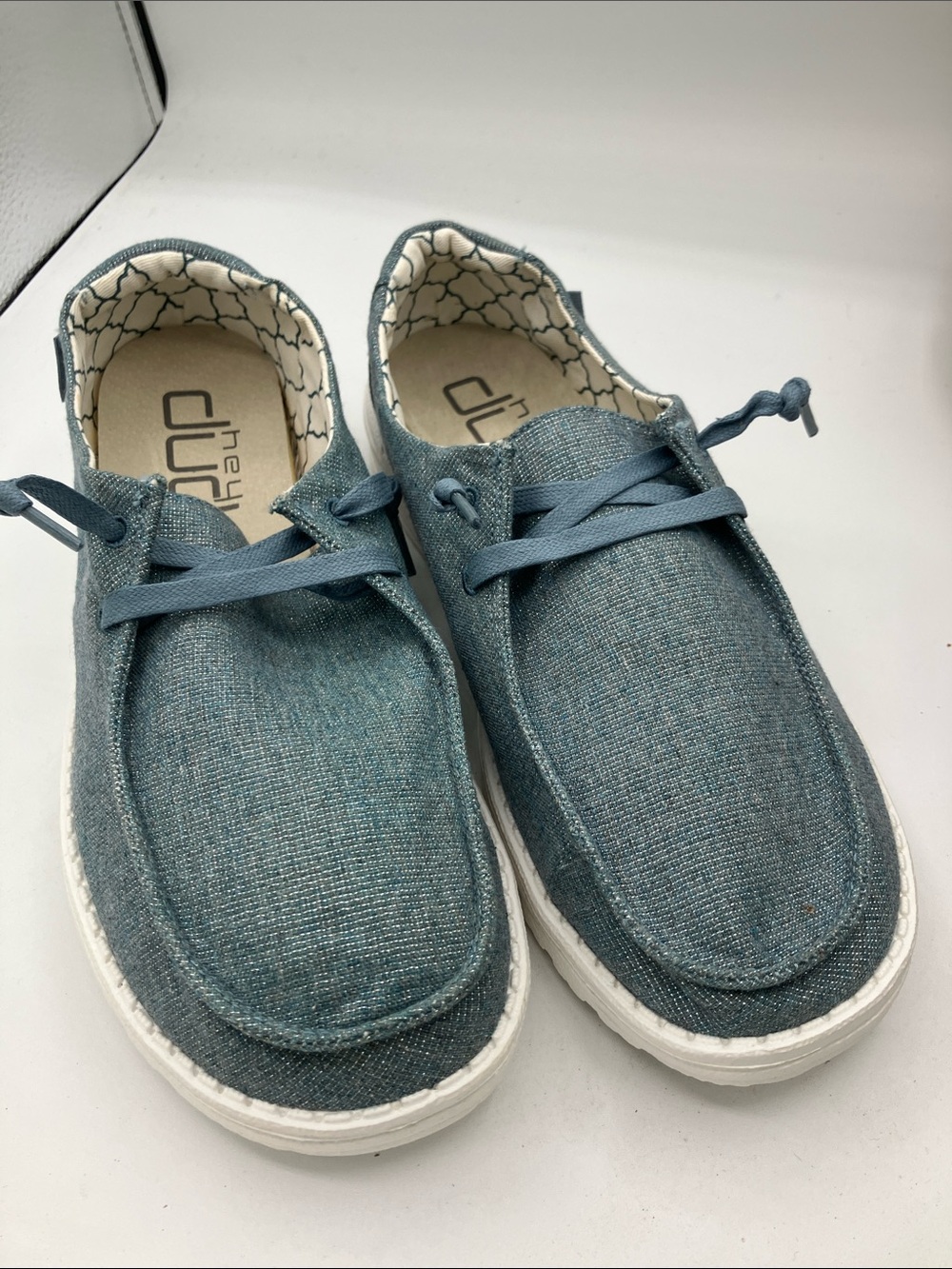 Hey Dude glittery Wendy Sparkling Blue Women's size 9 Blue Canvas  Loafers